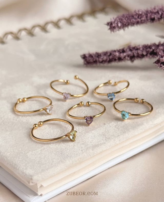 Anillo corazón gema de nacimiento