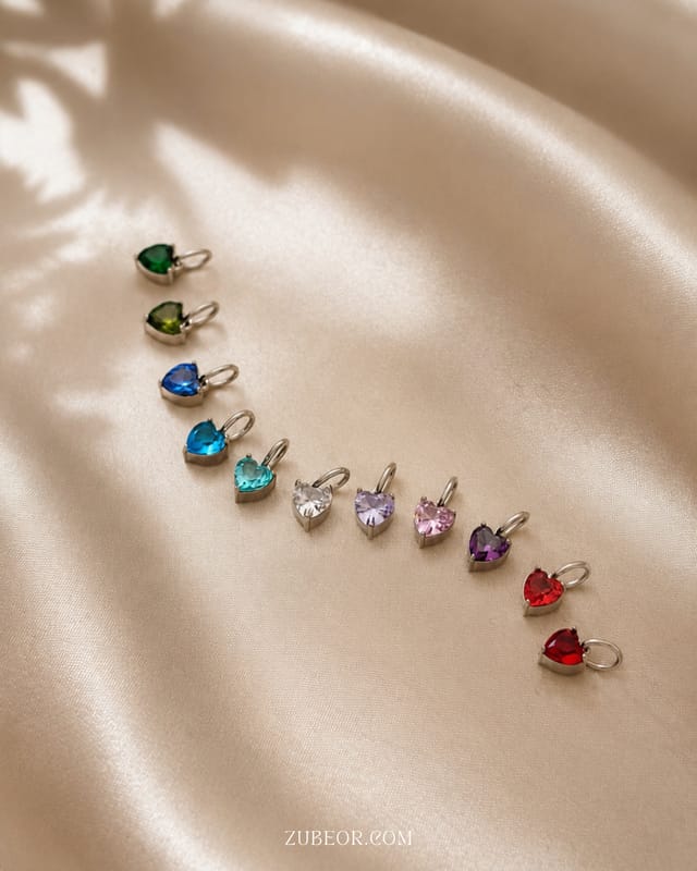 Dije corazón cristal de nacimiento