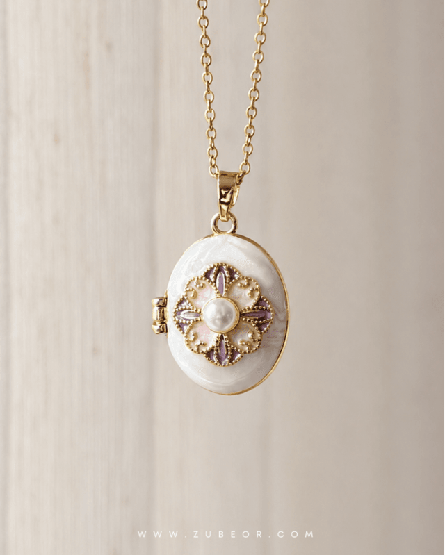 Cadena relicario perla blanca